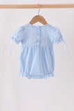 Blue Floral Smocked Lace Bubble - Aaria Tees Aaria Tees