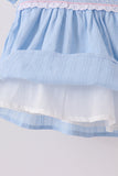 Blue Floral Smocked Lace Ruffle Dress - Aaria Tees Aaria Tees