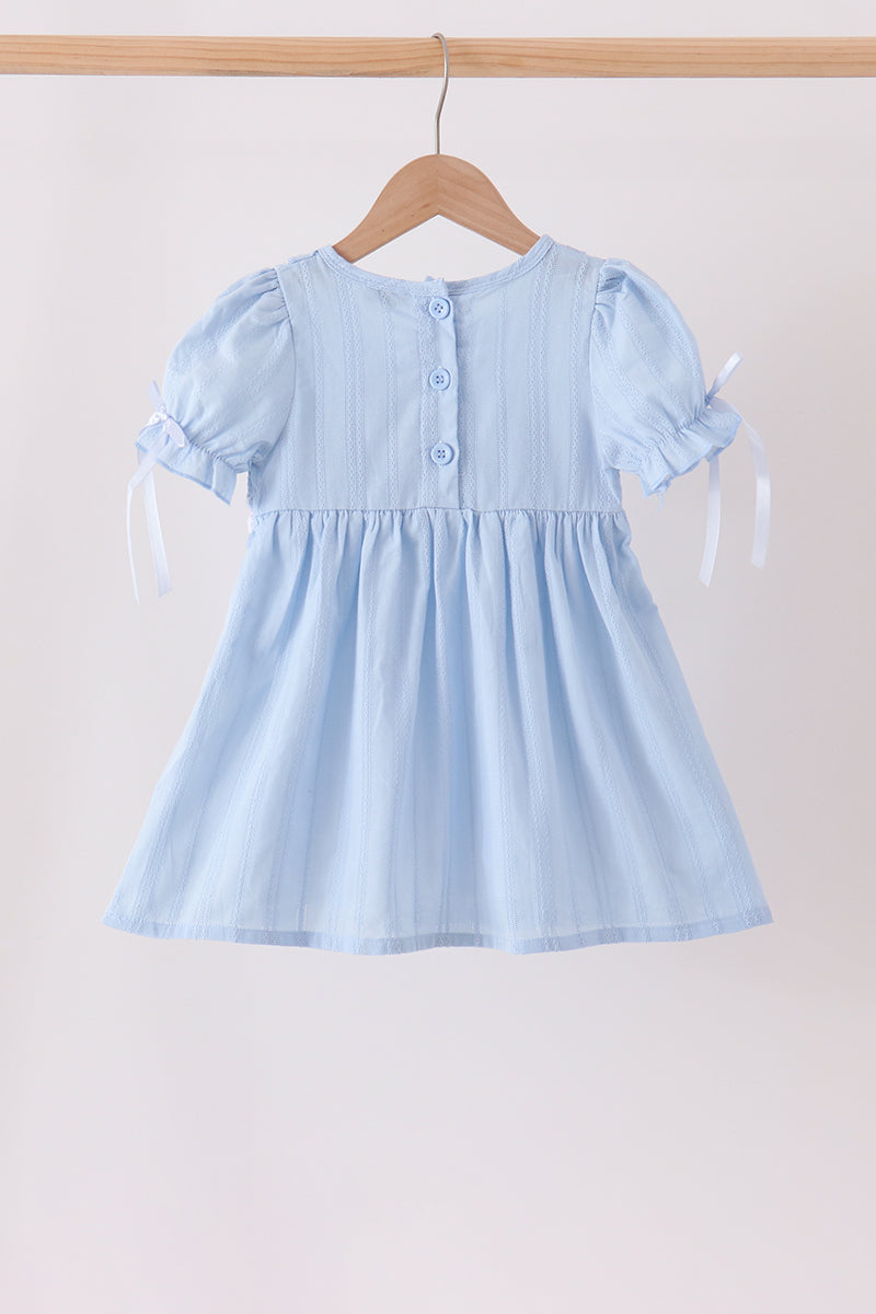 Blue Floral Smocked Lace Ruffle Dress - Aaria Tees Aaria Tees