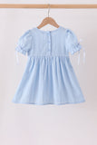 Blue Floral Smocked Lace Ruffle Dress - Aaria Tees Aaria Tees