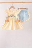 Hallo Fall Y'ALL Pumpkin Ruffle Shorts Set Aaria Tees