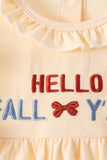 Hallo Fall Y'ALL Pumpkin Ruffle Shorts Set Aaria Tees