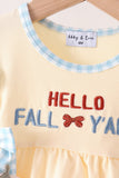 Hallo Fall Y'ALL Pumpkin Ruffle Bubble Aaria Tees