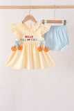 Hallo Fall Y'ALL Pumpkin Ruffle Bloomer Set Aaria Tees