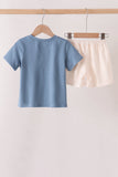 Blue Hallo Fall Y'ALL Pumpkin Shorts Set Aaria Tees