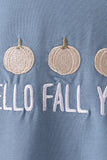 Blue Hallo Fall Y'ALL Pumpkin Romper Aaria Tees