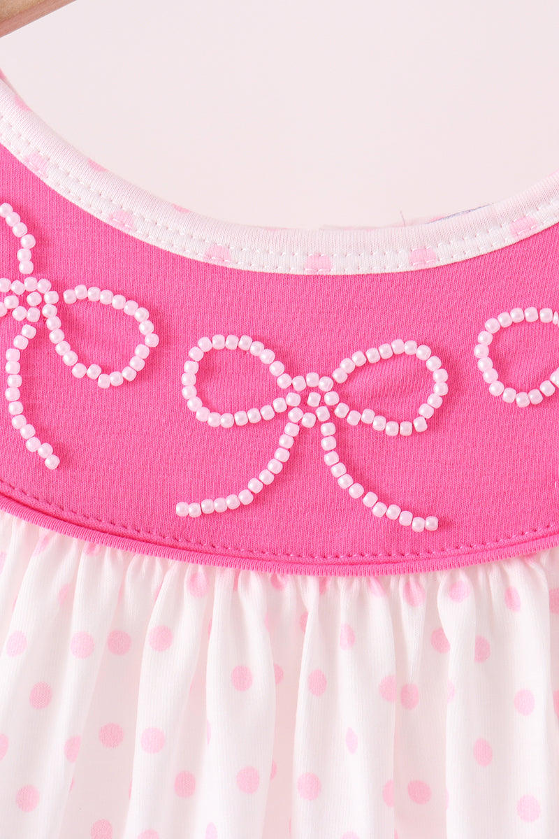 Pink bow pearl ruffle pants set - Aaria Tees Aaria Tees
