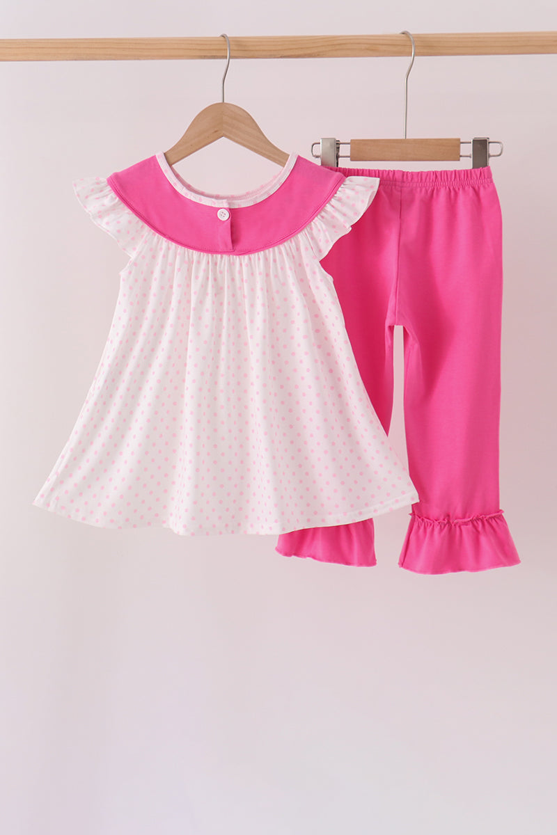 Pink bow pearl ruffle pants set - Aaria Tees Aaria Tees