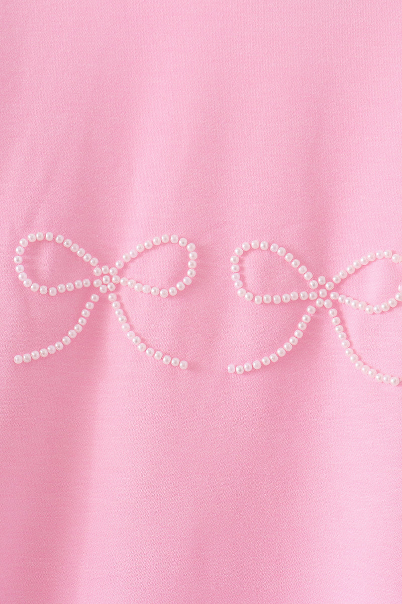 Pink bow pearl mom&me sweatshirt - Aaria Tees Aaria Tees
