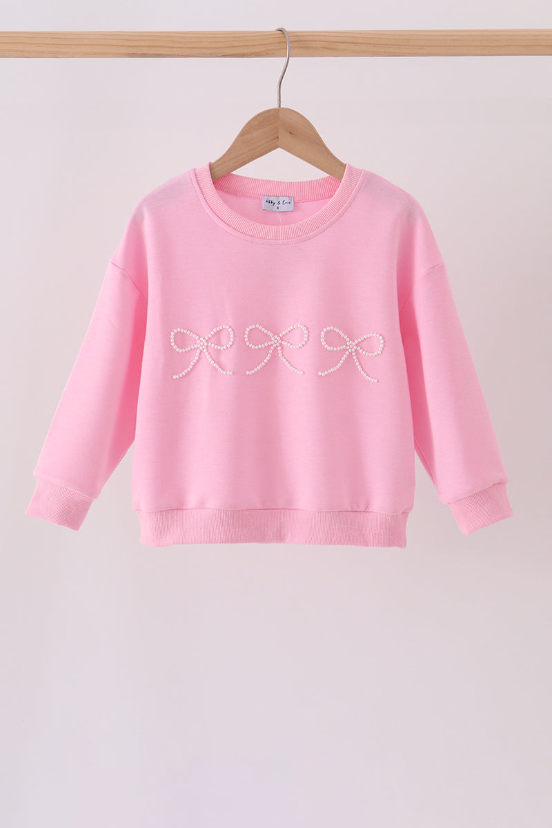 Pink bow pearl mom&me sweatshirt - Aaria Tees Aaria Tees