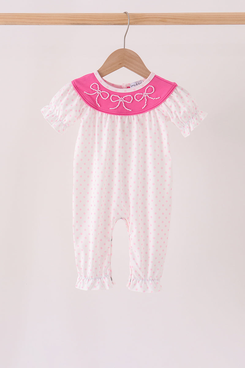 Pink bow pearl romper - Aaria Tees Aaria Tees