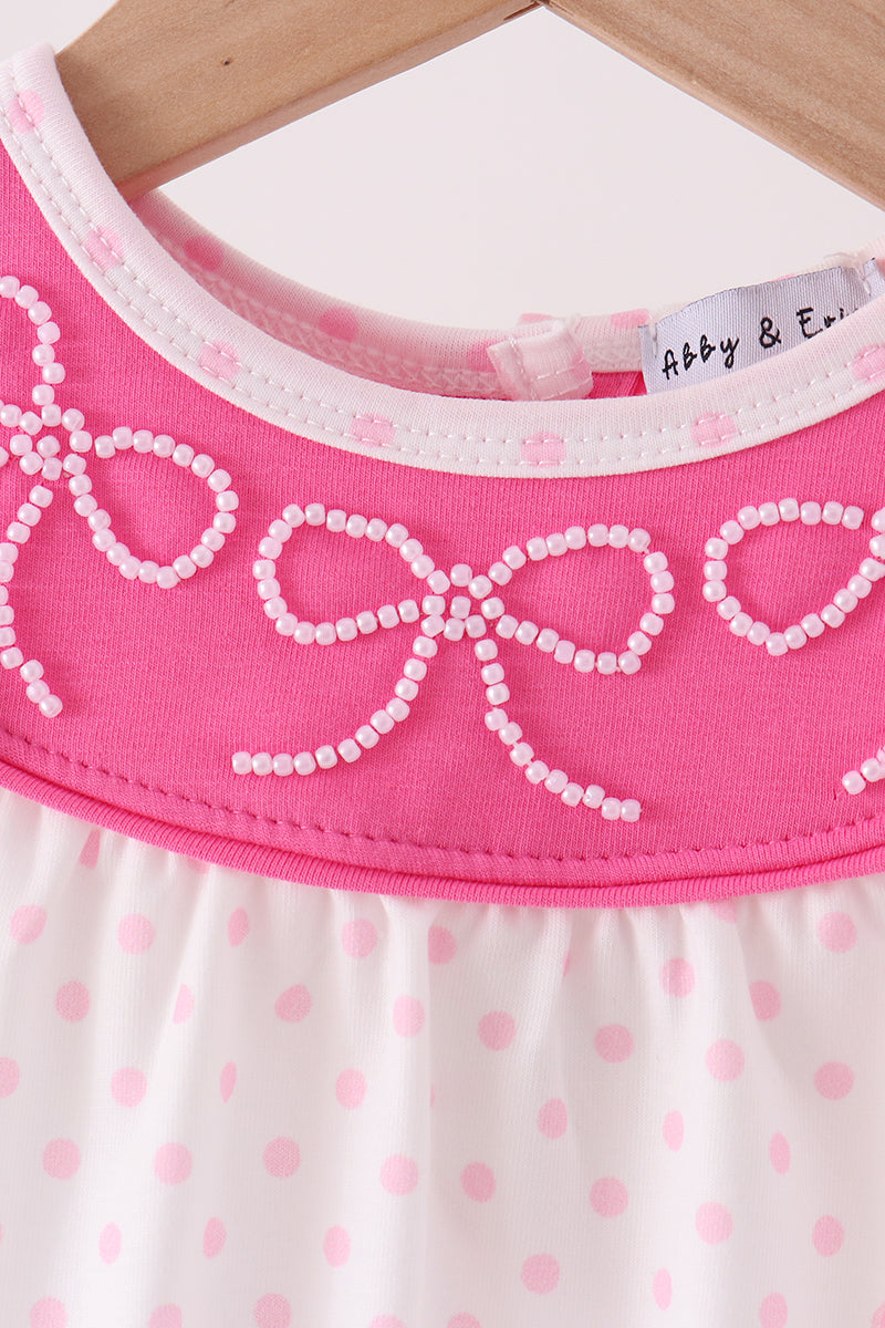Pink bow pearl romper - Aaria Tees Aaria Tees