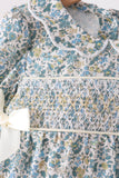 Sage Floral Smocked Bow Bubble - Aaria Tees Aaria Tees