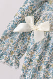 Sage Floral Smocked Bow Bubble - Aaria Tees Aaria Tees