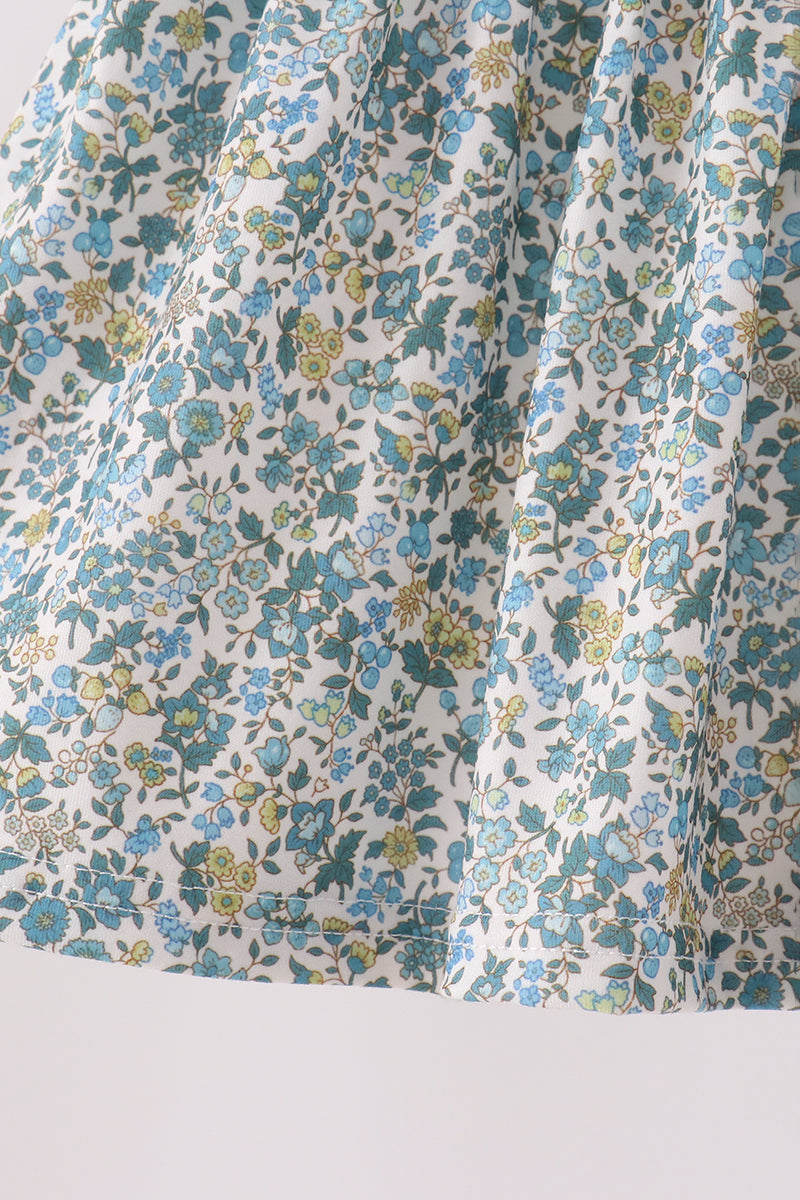 Sage Floral Smocked Ruffle Bloomer Set - Aaria Tees Aaria Tees