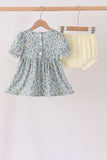 Sage Floral Smocked Ruffle Bloomer Set - Aaria Tees Aaria Tees