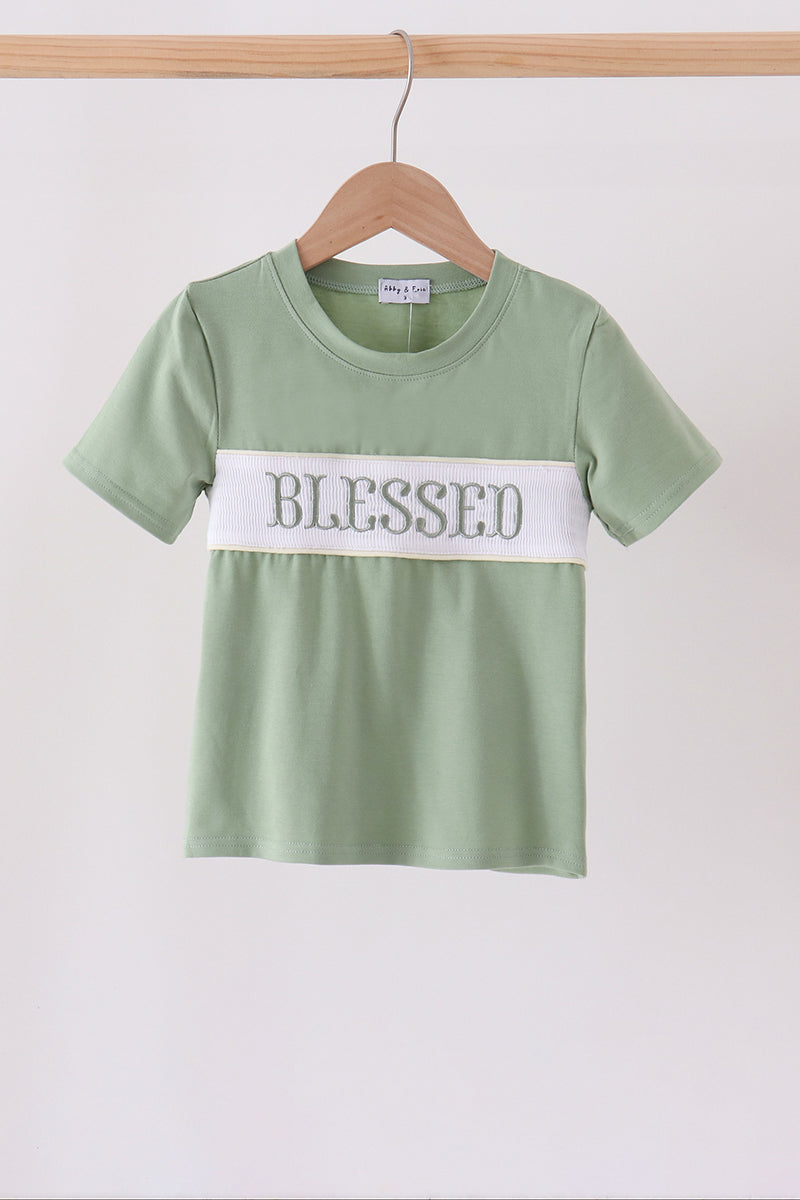 Sage Blessed Smocked Top - Aaria Tees Aaria Tees