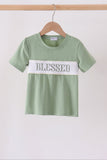 Sage Blessed Smocked Top - Aaria Tees Aaria Tees