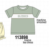 Sage Blessed Smocked Top Aaria Tees