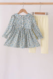 Sage Floral Smocked Pants Set - Aaria Tees Aaria Tees