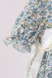 Sage Floral Blessed Smocked Ruffle Bubble - Aaria Tees Aaria Tees