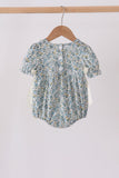 Sage Floral Blessed Smocked Ruffle Bubble - Aaria Tees Aaria Tees