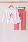 Red Football Embroidery Pants Set - Aaria Tees Aaria Tees
