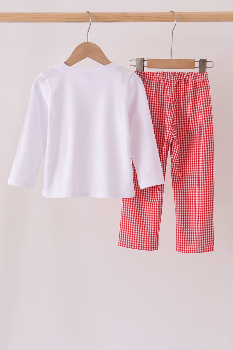 Red Football Embroidery Pants Set - Aaria Tees Aaria Tees