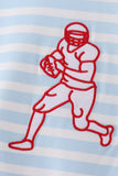 Blue Football Embroidery Stripe Romper - Aaria Tees Aaria Tees