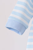 Blue Football Embroidery Stripe Romper - Aaria Tees Aaria Tees