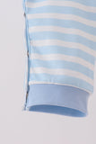Blue Football Embroidery Stripe Romper - Aaria Tees Aaria Tees