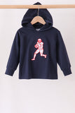 Navy Football Embroidery Hoodie - Aaria Tees Aaria Tees