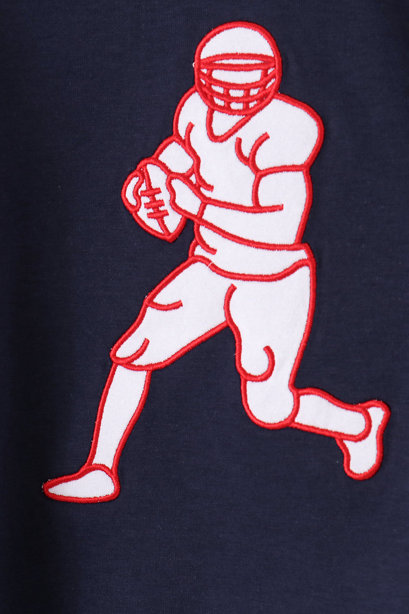 Navy Football Embroidery Hoodie - Aaria Tees Aaria Tees