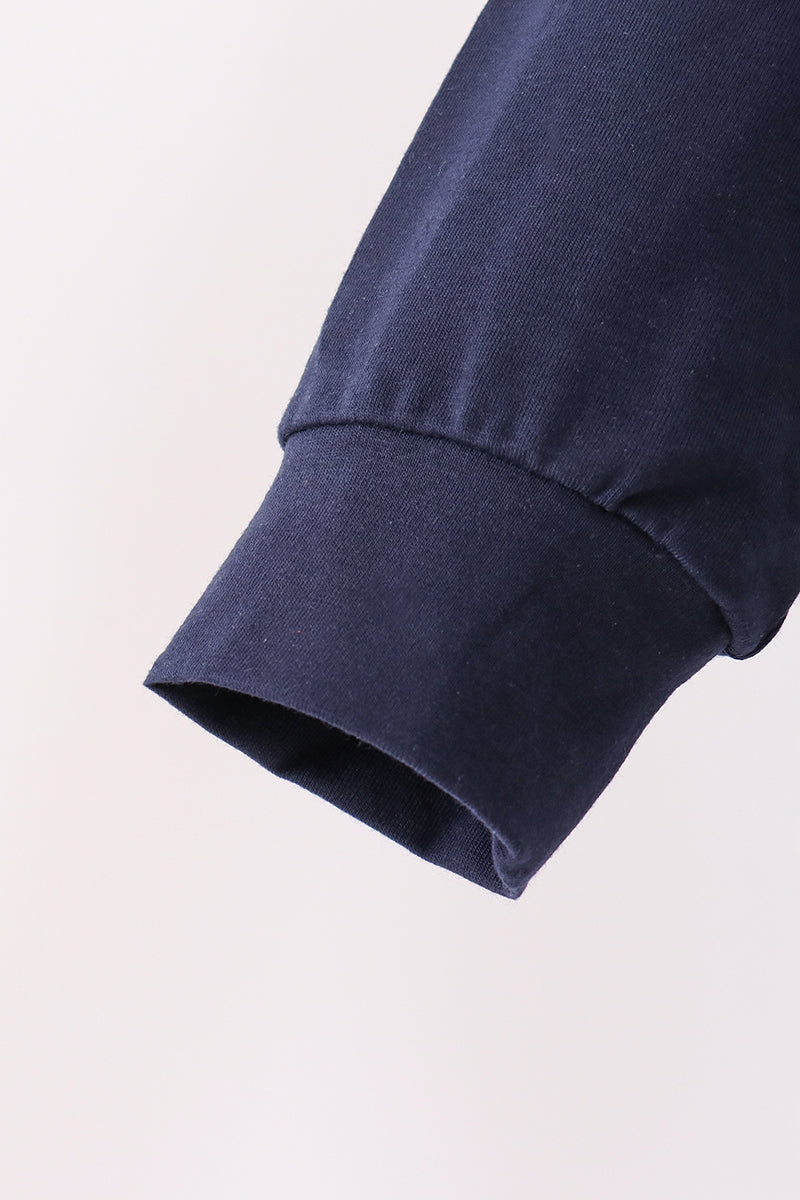 Navy Football Embroidery Hoodie - Aaria Tees Aaria Tees