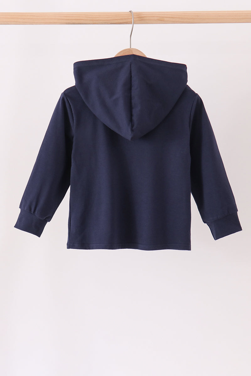Navy Football Embroidery Hoodie - Aaria Tees Aaria Tees