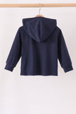 Navy Football Embroidery Hoodie - Aaria Tees Aaria Tees