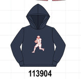 Navy Football Embroidery Hoodie Aaria Tees