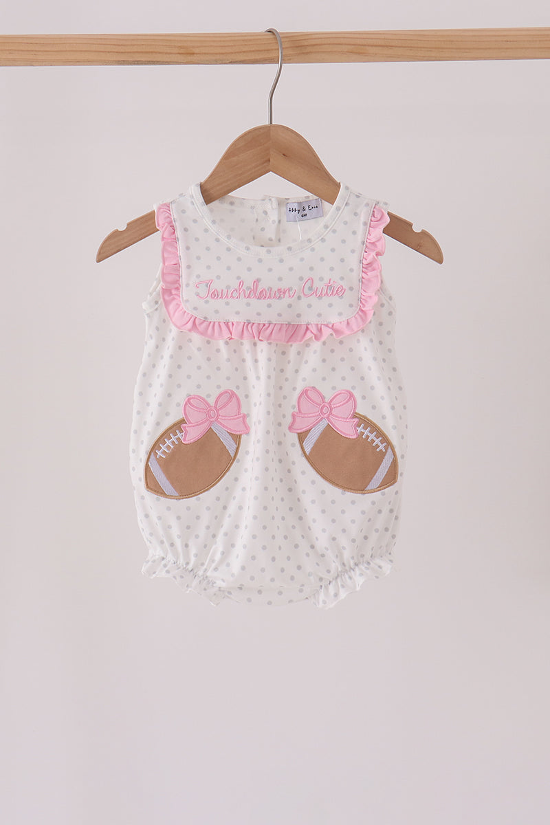 Pink Football Applique Ruffle Bubble - Aaria Tees Aaria Tees