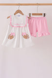 Pink Football Applique Ruffle Shorts Set - Aaria Tees Aaria Tees