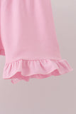 Pink Football Applique Ruffle Shorts Set - Aaria Tees Aaria Tees