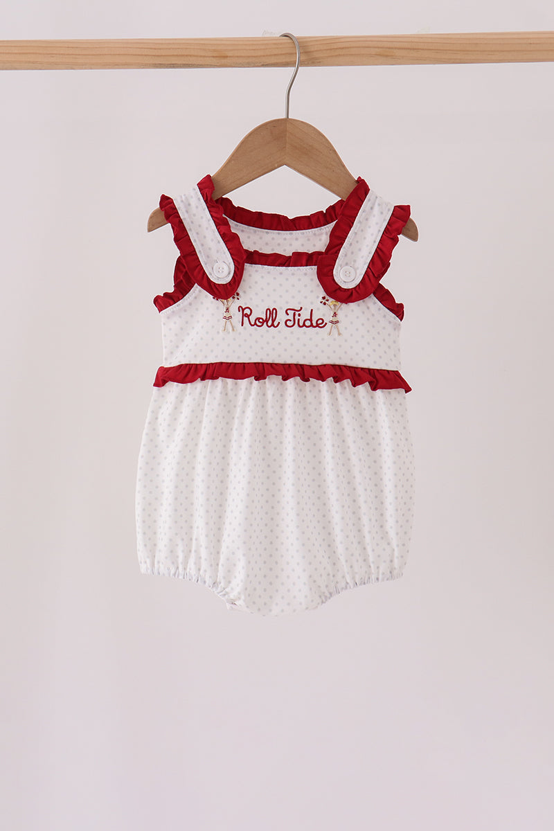 Red Alabama Roll Tide Embroidery Ruffle Bubble - Aaria Tees