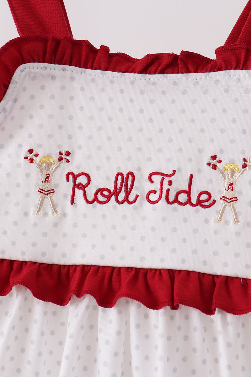 Red Alabama Roll Tide Embroidery Ruffle Bloomer Set - Aaria Tees Aaria Tees