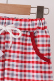 Red Alabama Roll Tide Embroidery Plaid Shorts Set - Aaria Tees Aaria Tees