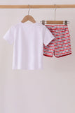 Red Alabama Roll Tide Embroidery Plaid Shorts Set - Aaria Tees Aaria Tees