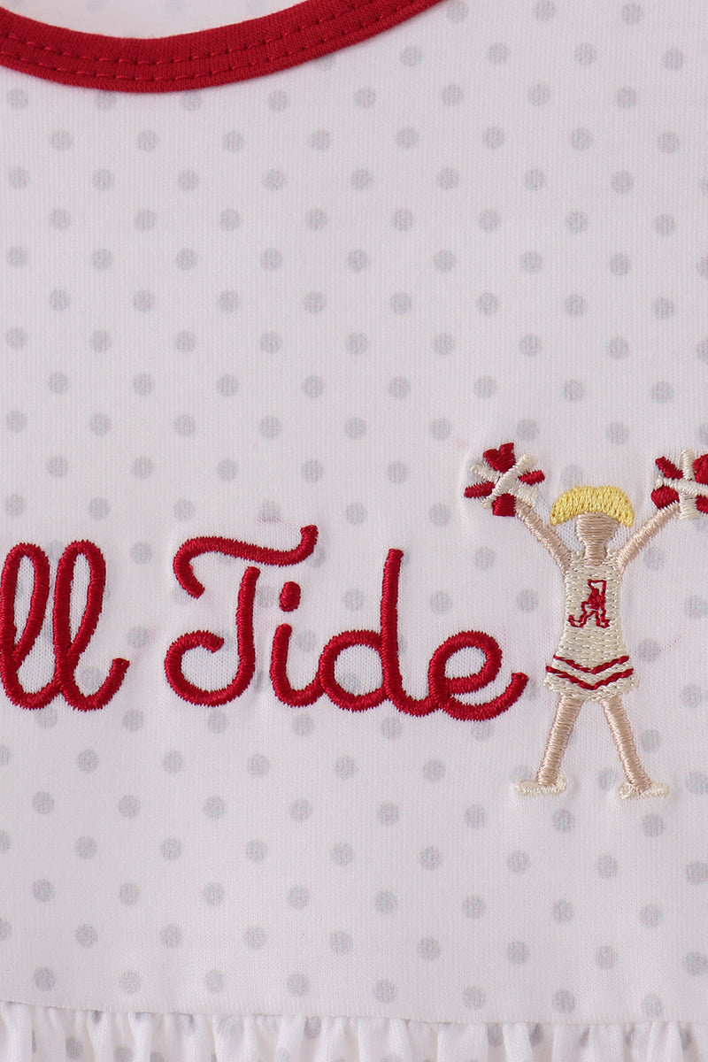 Red Alabama Roll Tide Embroidery Ruffle Shorts Set - Aaria Tees Aaria Tees