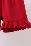 Red Alabama Roll Tide Embroidery Ruffle Shorts Set - Aaria Tees Aaria Tees