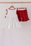 Red Alabama Roll Tide Embroidery Ruffle Shorts Set - Aaria Tees Aaria Tees