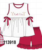 Red Alabama Roll Tide Embroidery Ruffle Shorts Set Aaria Tees