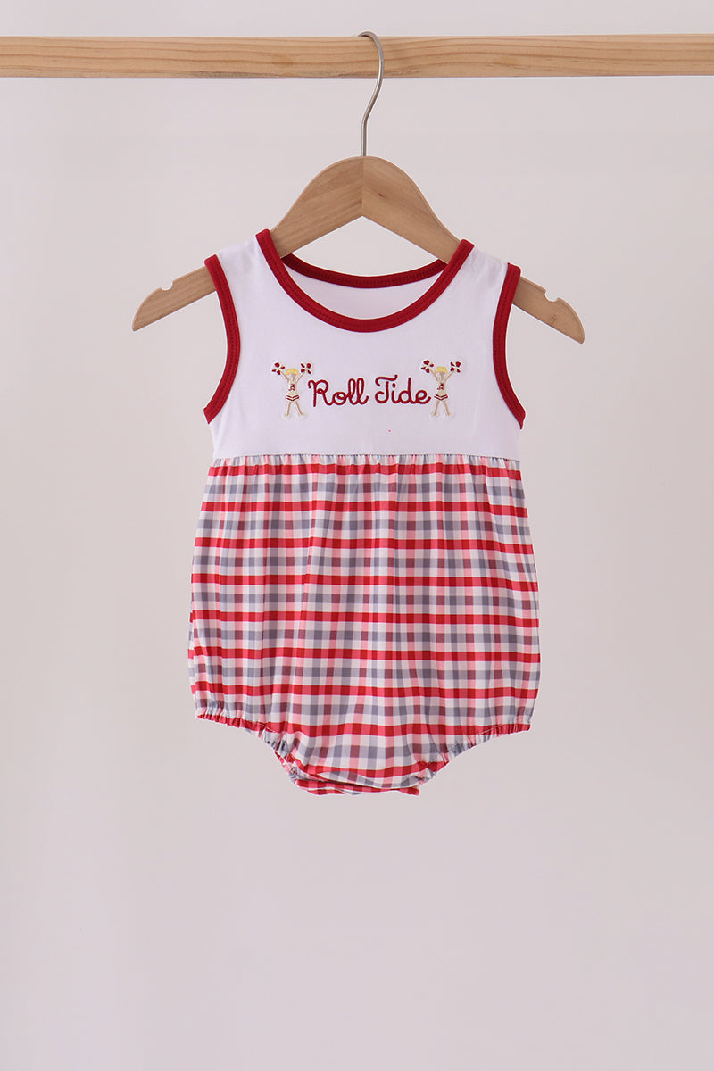 Red Alabama Roll Tide Embroidery Plaid Bubble - Aaria Tees