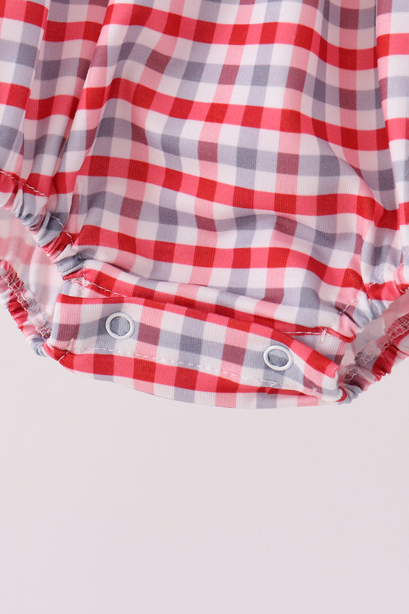 Red Alabama Roll Tide Embroidery Plaid Bubble - Aaria Tees Aaria Tees